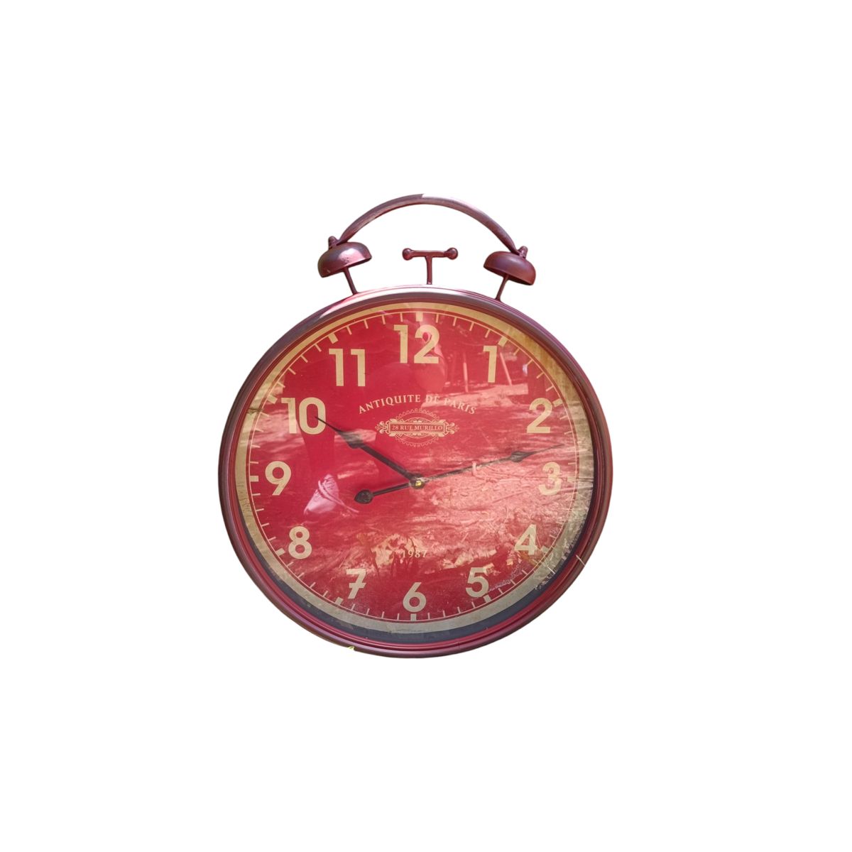 GENERICO - RELOJ PARED METAL VINTAGE ROJO 40 CM