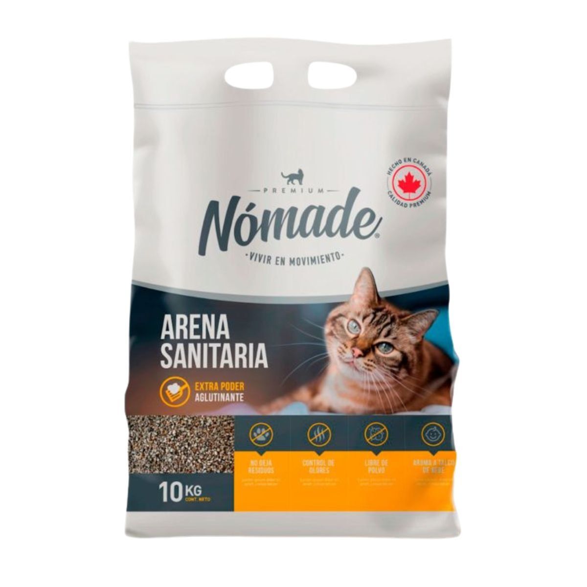 NOMADE - Arena Sanitaria Nómade 10kg Aglutinante Talco Bebé Gato