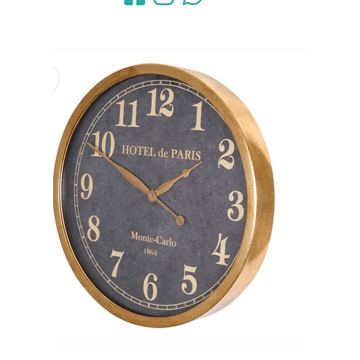 GENERICO - RELOJ PARED VINTAGE ELEGANTE NEGRO CON DORADO 61CM