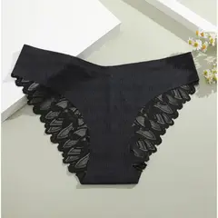 PANDA - Calzones Tipo Bikini Liso con Encaje en la Parte Posterior Pack X3