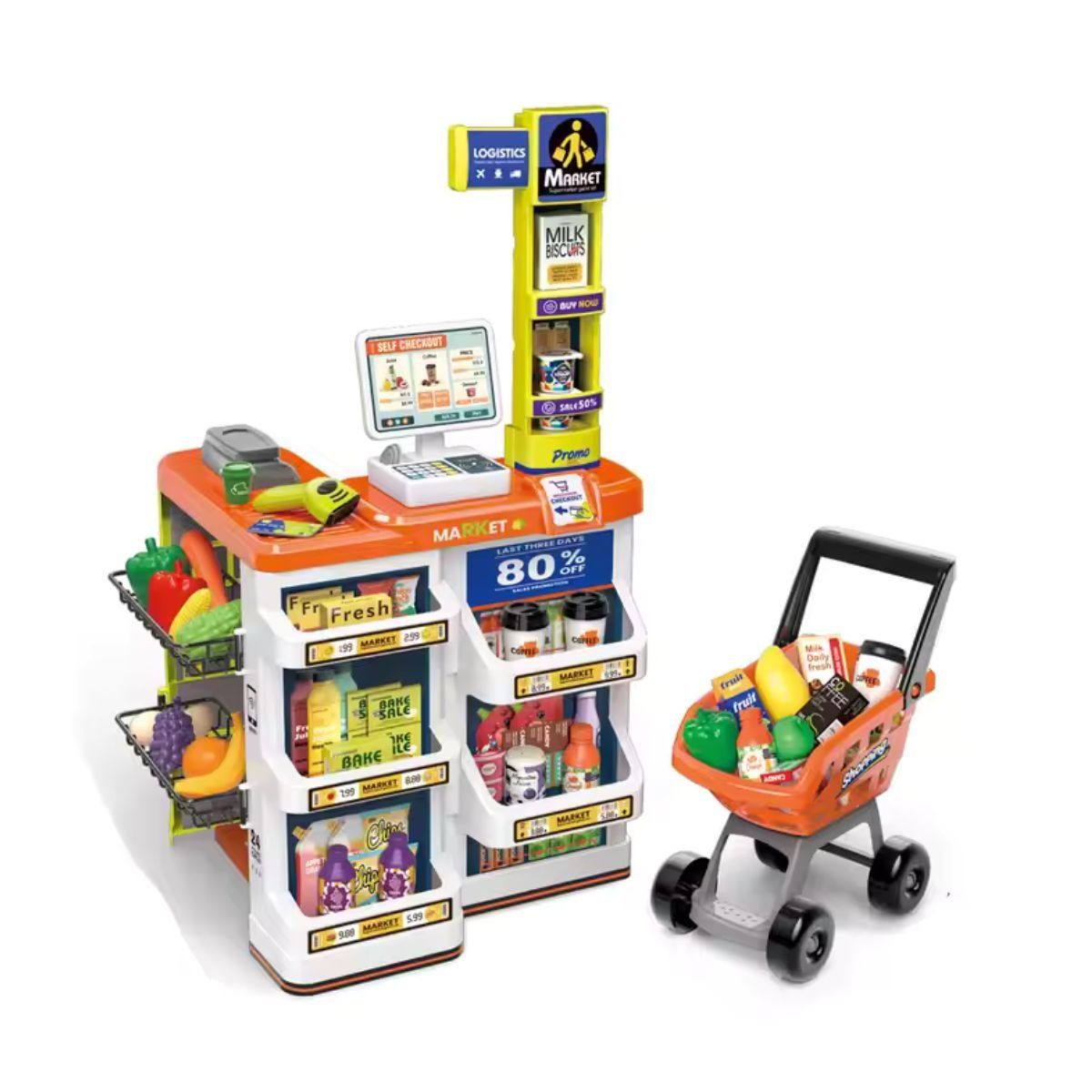 TODODESCUENTO - Set Supermercado De 60 Piezas, con Carrito