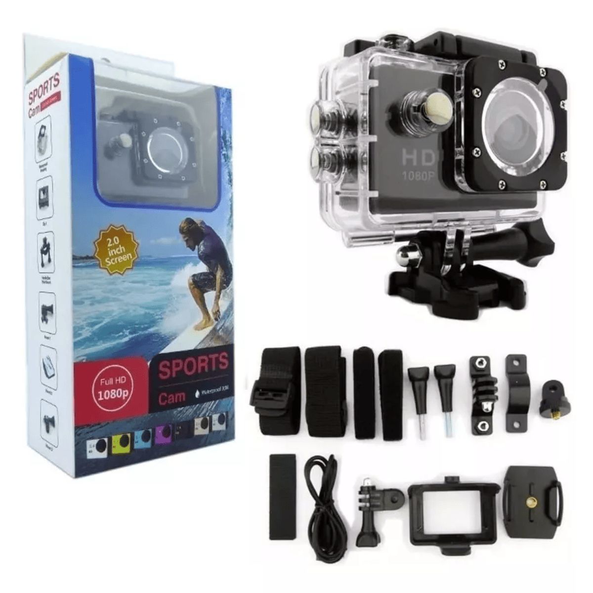 GENERICO - Camara Deportiva Acuática Tipo Go Pro Full Hd 1080