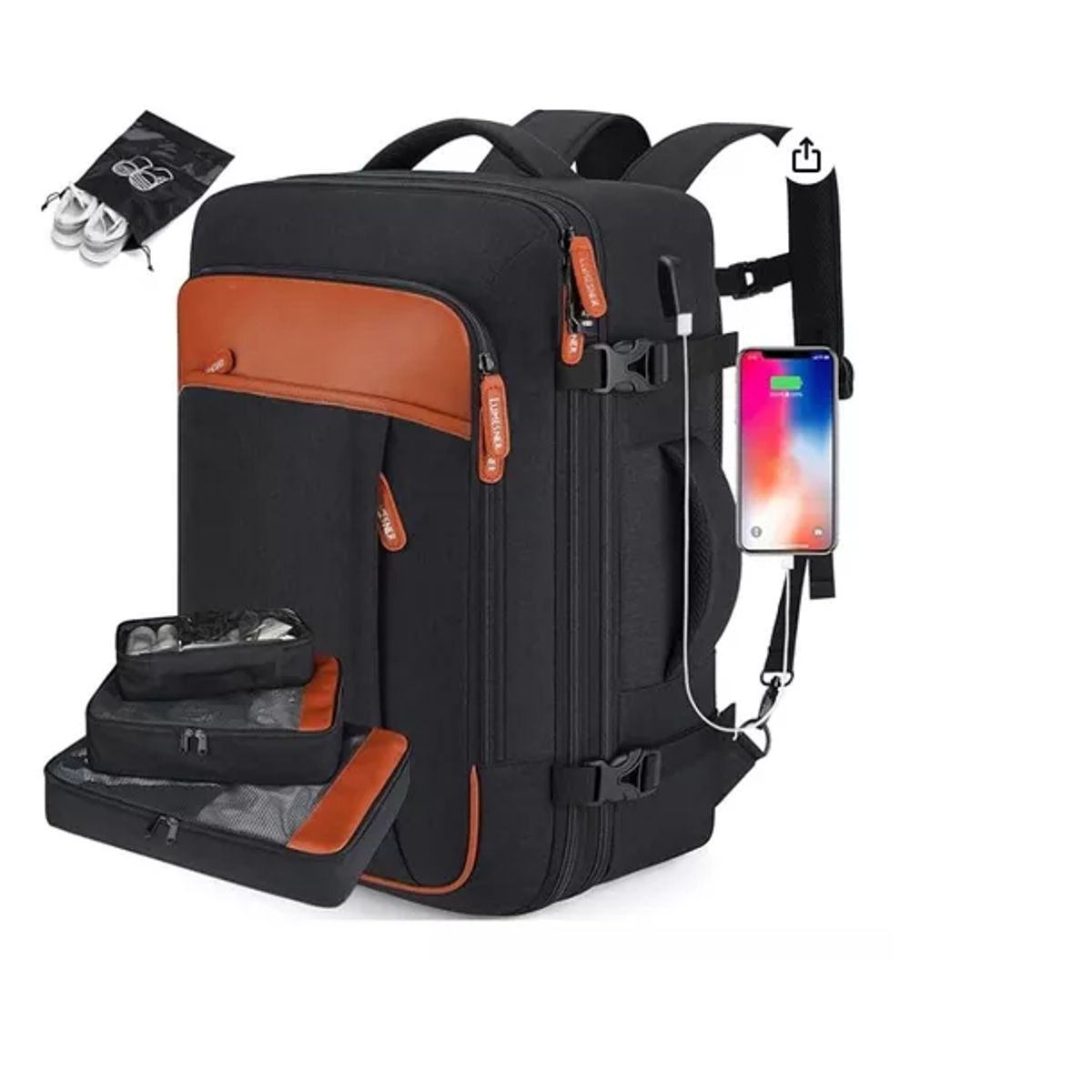 GENERICO - Mochila De Viaje Extragrande De 45l Aprobada Por Vuelo