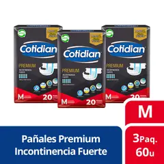 COTIDIAN - 3 Paquetes Pañales De Adulto Premium 60 Un Talla M