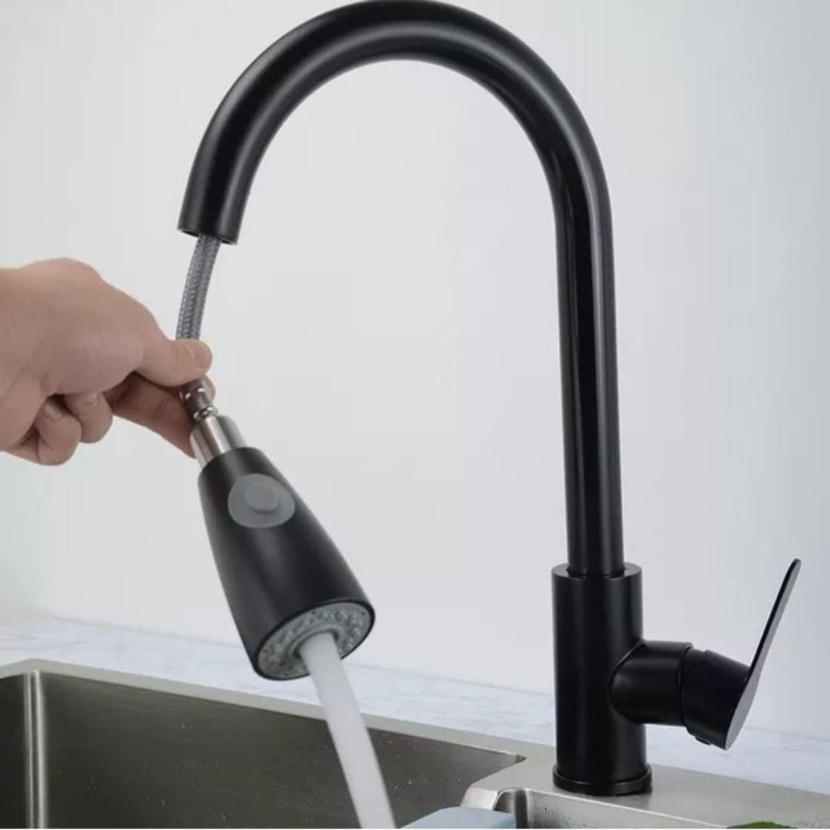 GENERICO - Llave monomando gourmet negra mate extensible