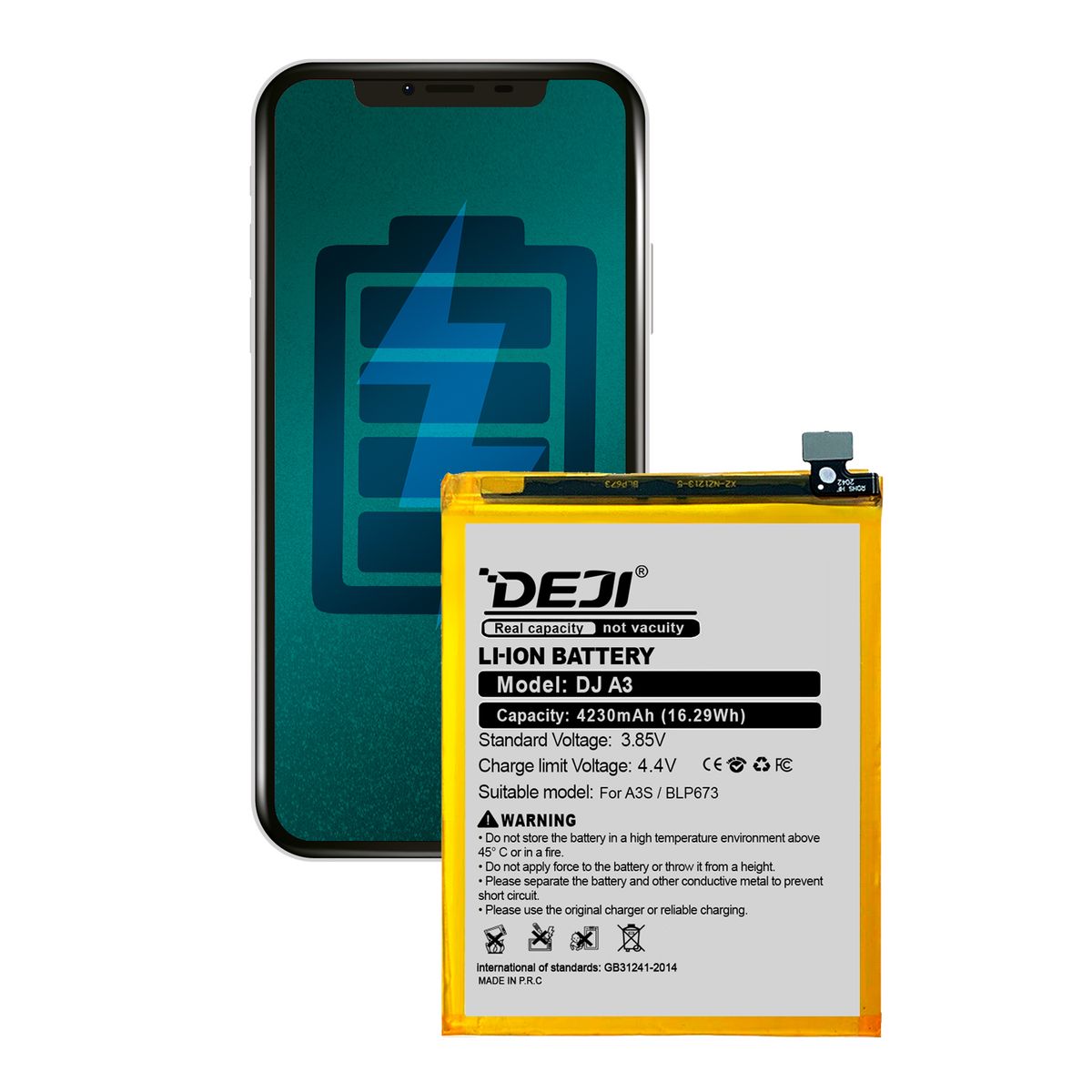 GENERICO - Bateria Compatible con Oppo A15 / A3S / A5 DEJI Capacidad 4230mAh