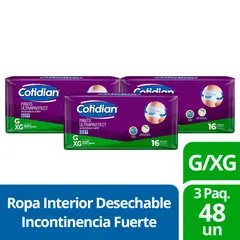 COTIDIAN - 3 Paquetes Pants Incontinencia Fuerte 48 Un G/XG