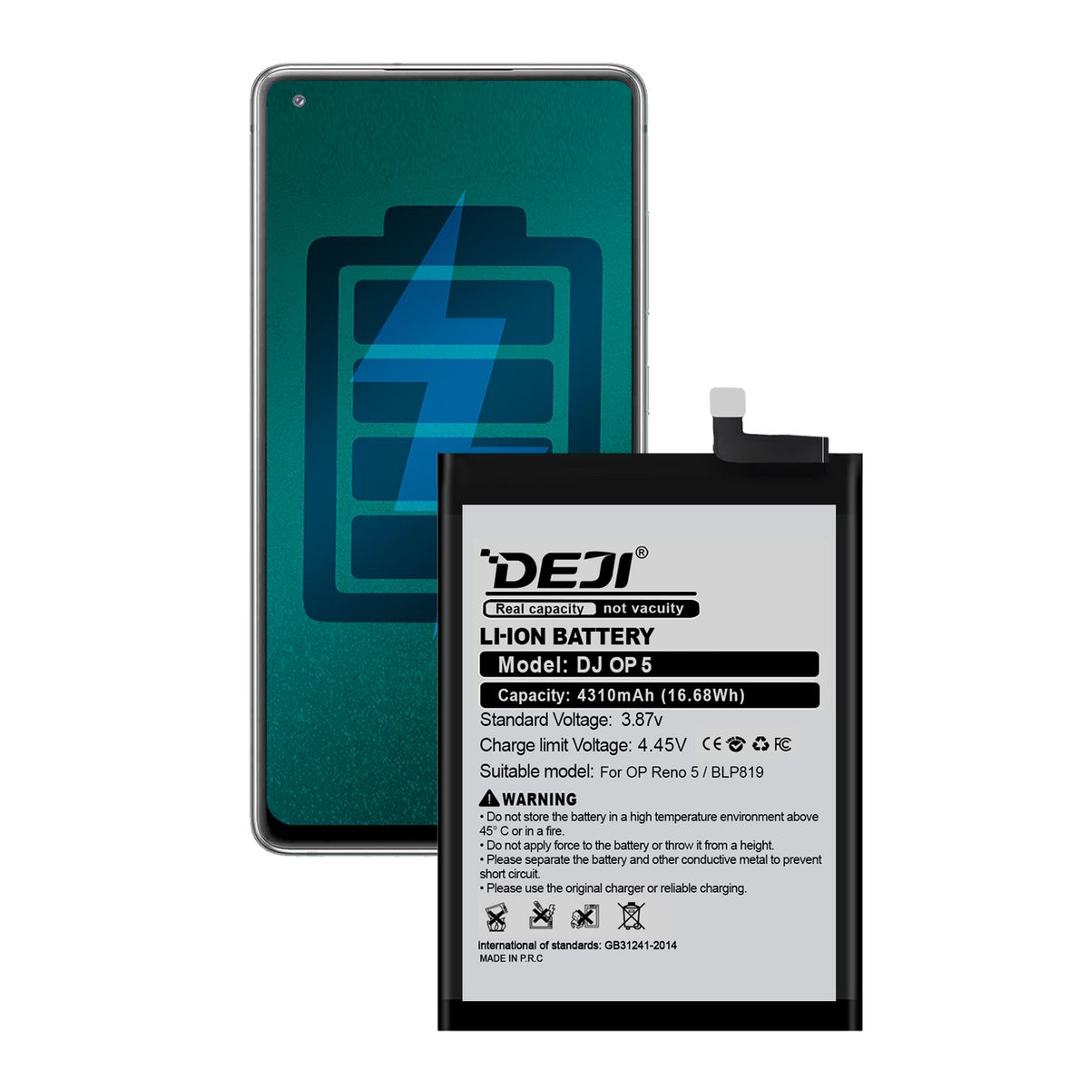 GENERICO - Bateria Compatible con Oppo Reno 5/5 Lite/5Z DEJI Capacidad 4310mAh