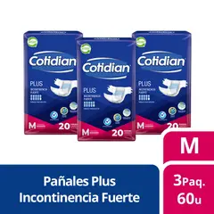 COTIDIAN - 3 Paquetes Pañales De Adulto Plus 60 Un Talla M