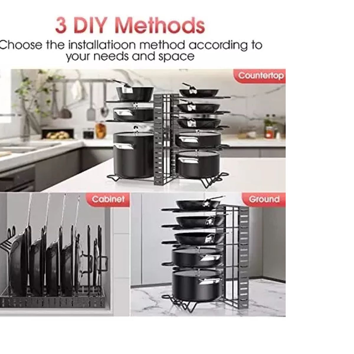 GENERICO - Organizador Ajustable 8 Niveles Para Ollas Sartenes Y Tapas