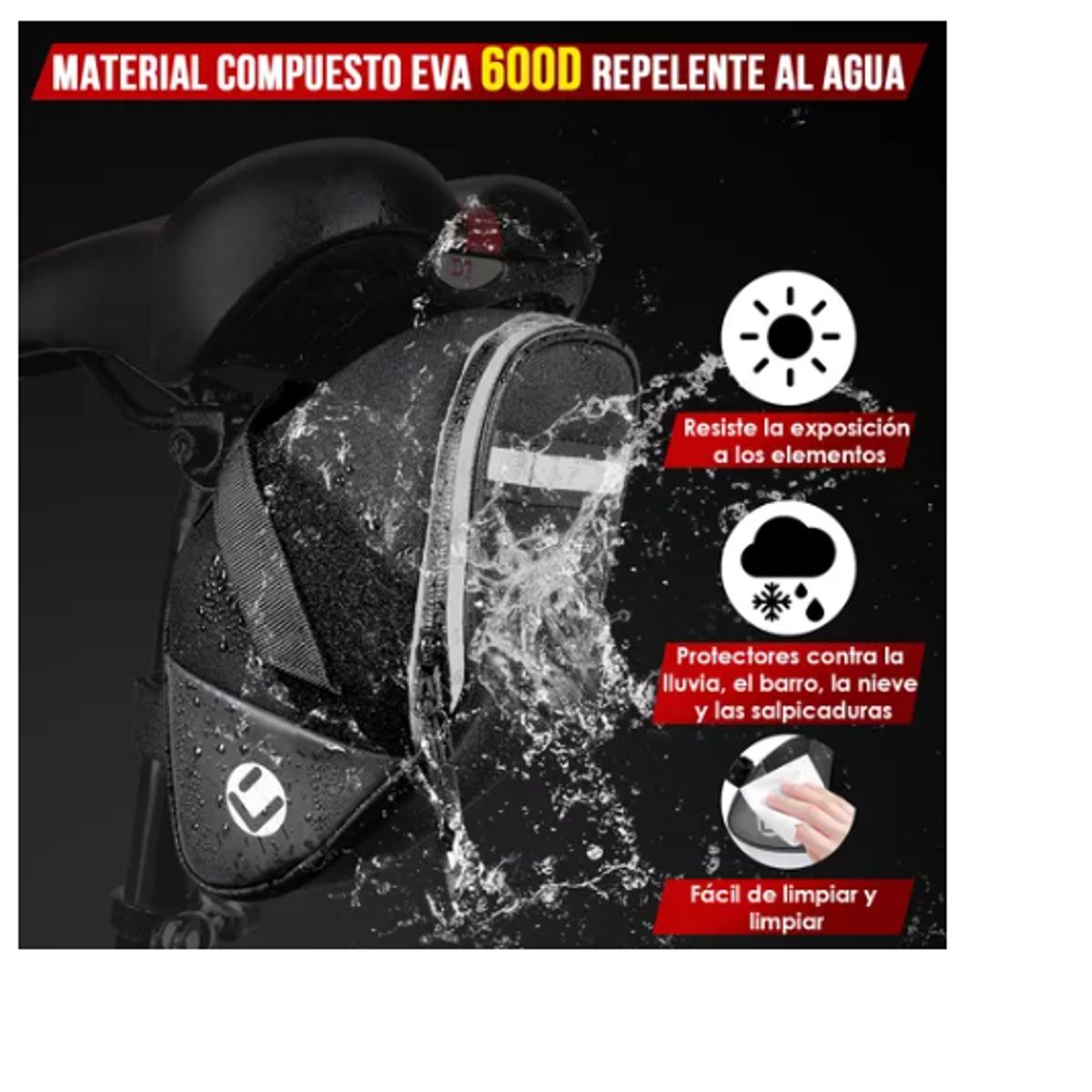 GENERICO - Bolsa Para Sillín Bicicleta Impermeable Gran Capacidad