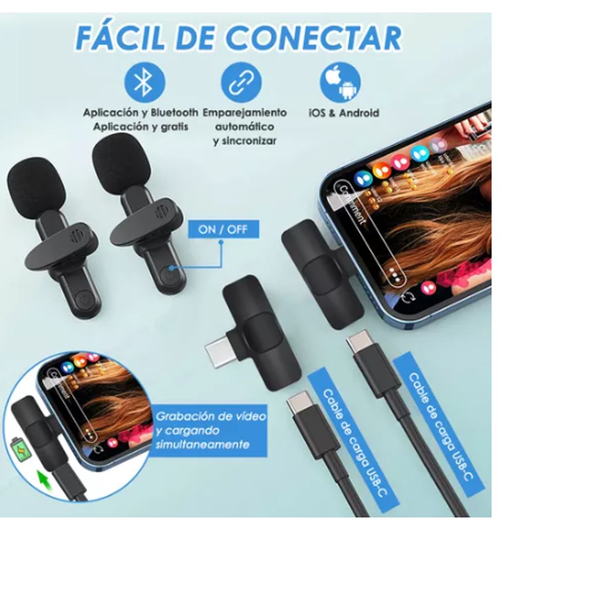 GENERICO - Micrófono Lavalier Inalámbrico Para iPhone iPad Y Android