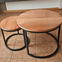 Mesa de centro nido Negra 60 cm + 40 cm madera roble nativa - Viatto