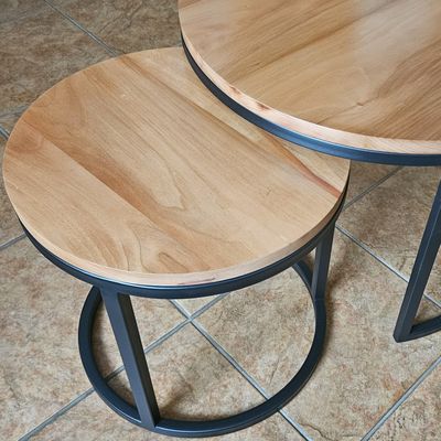 Imagen 2 del producto Mesa de centro nido Negra 60 cm + 40 cm madera roble nativa - Viatto