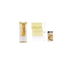 GENERICO - Velas Curvas Dorado Metálico 16cm 12pcs