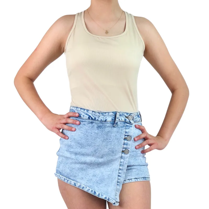 LIKE SHOP - Body Mujer Elasticado Acanalado Modelo Musculosa Z71_.