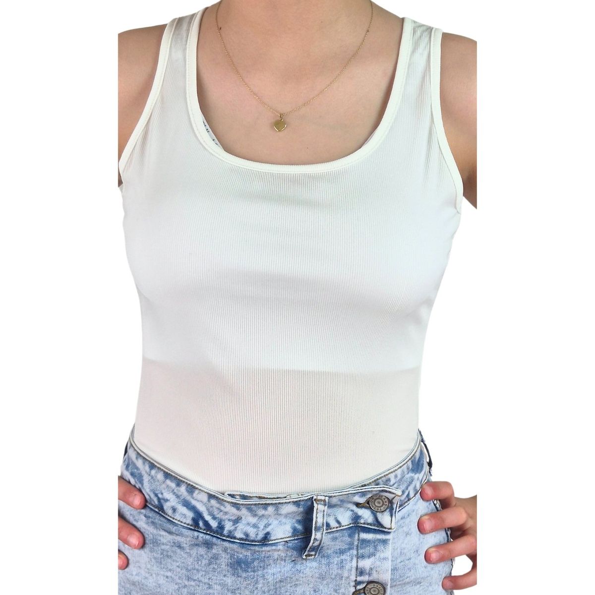 LIKE SHOP - Body Mujer Elasticado Acanalado Modelo Musculosa Z71