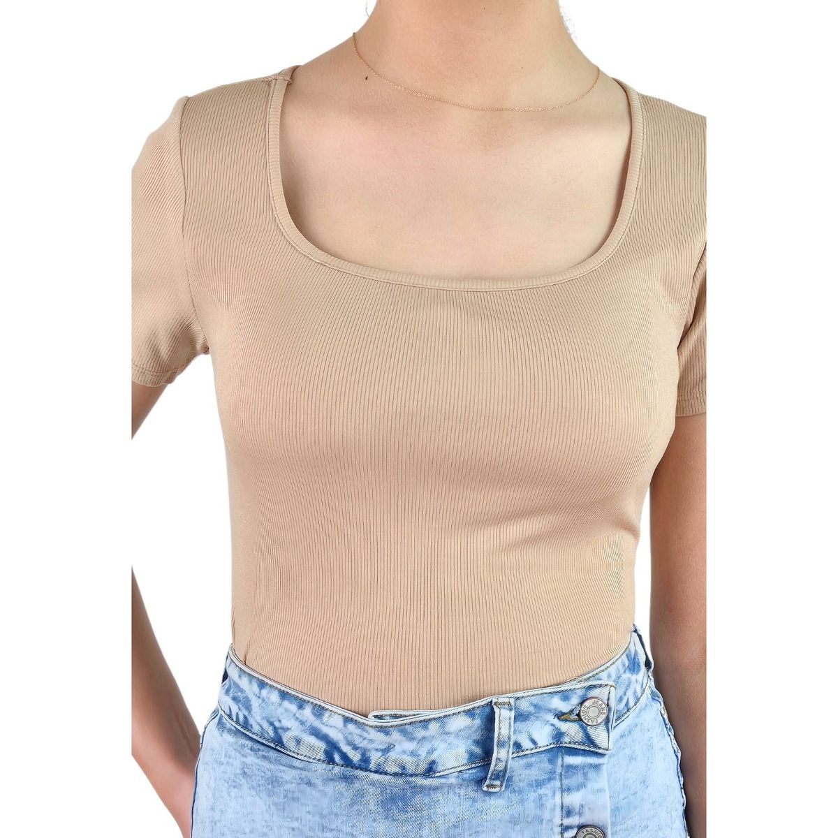 LIKE SHOP - Body Mujer Acanalado Manga Corta Elasticado 080