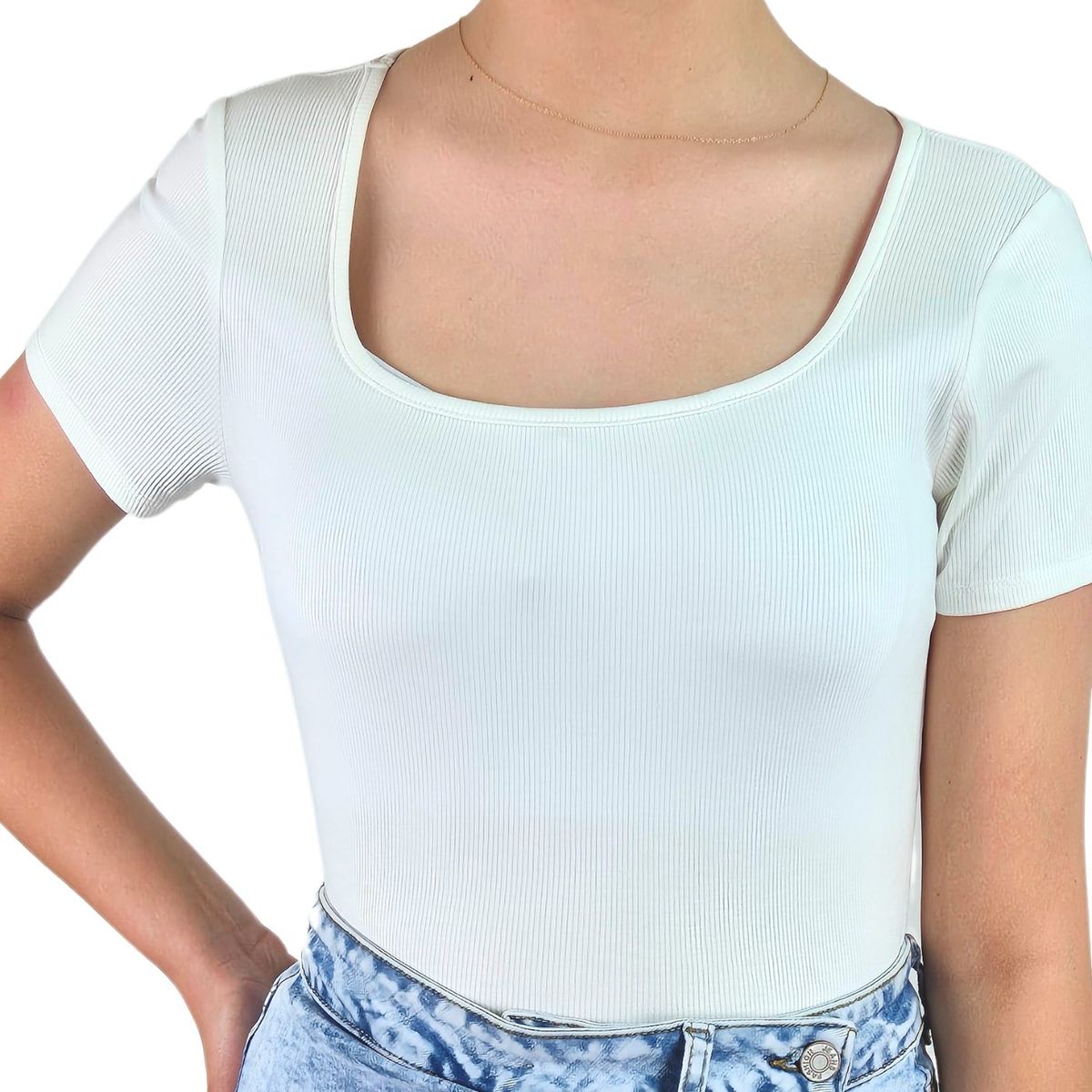 LIKE SHOP - Body Mujer Acanalado Manga Corta Elasticado 080