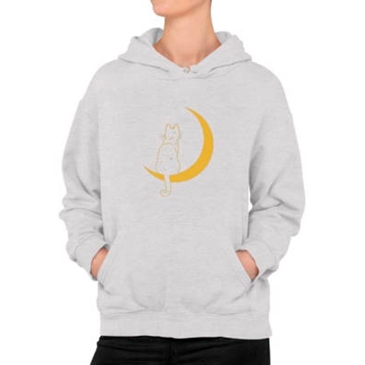 GENERICO - Poleron Gatito En La Luna Chic Gato  Cat Moon Moda Mujer
