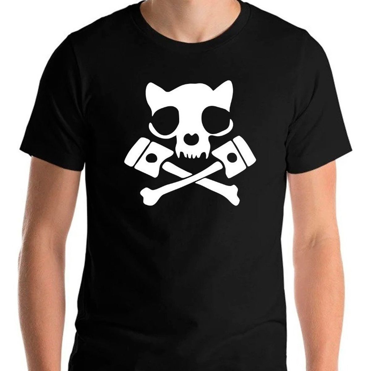 GENERICO - Polera Gato Calavera Skull Cat Cat Lover Cat Dad Hombre