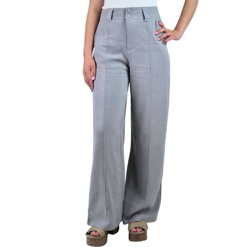 MPROPIA - Pantalon Palazzo Premium Tipo Lino Semi Formal Casual Boton 902