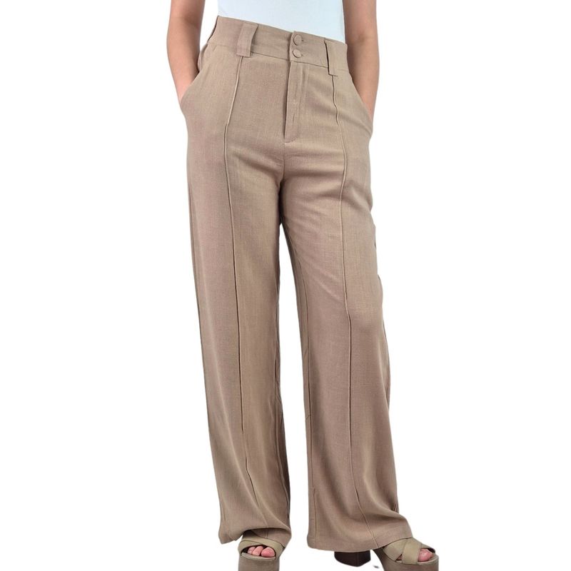 MPROPIA - Pantalon Palazzo Premium Tipo Lino Semi Formal Casual Boton 902