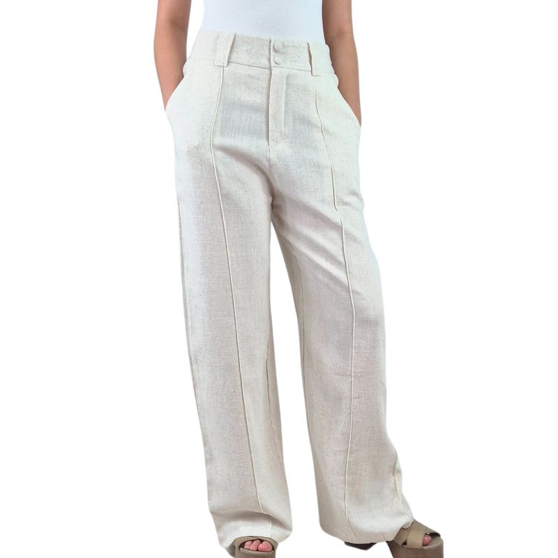 MPROPIA - Pantalon Palazzo Premium Tipo Lino Semi Formal Casual Boton 902
