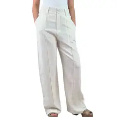 MPROPIA - Pantalon Palazzo Premium Tipo Lino Semi Formal Casual Boton 902