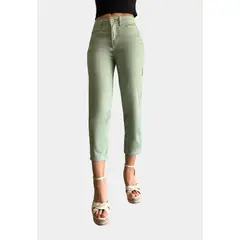 TENTATION - Capri Gabardina Tiro Alto Push Up Verde