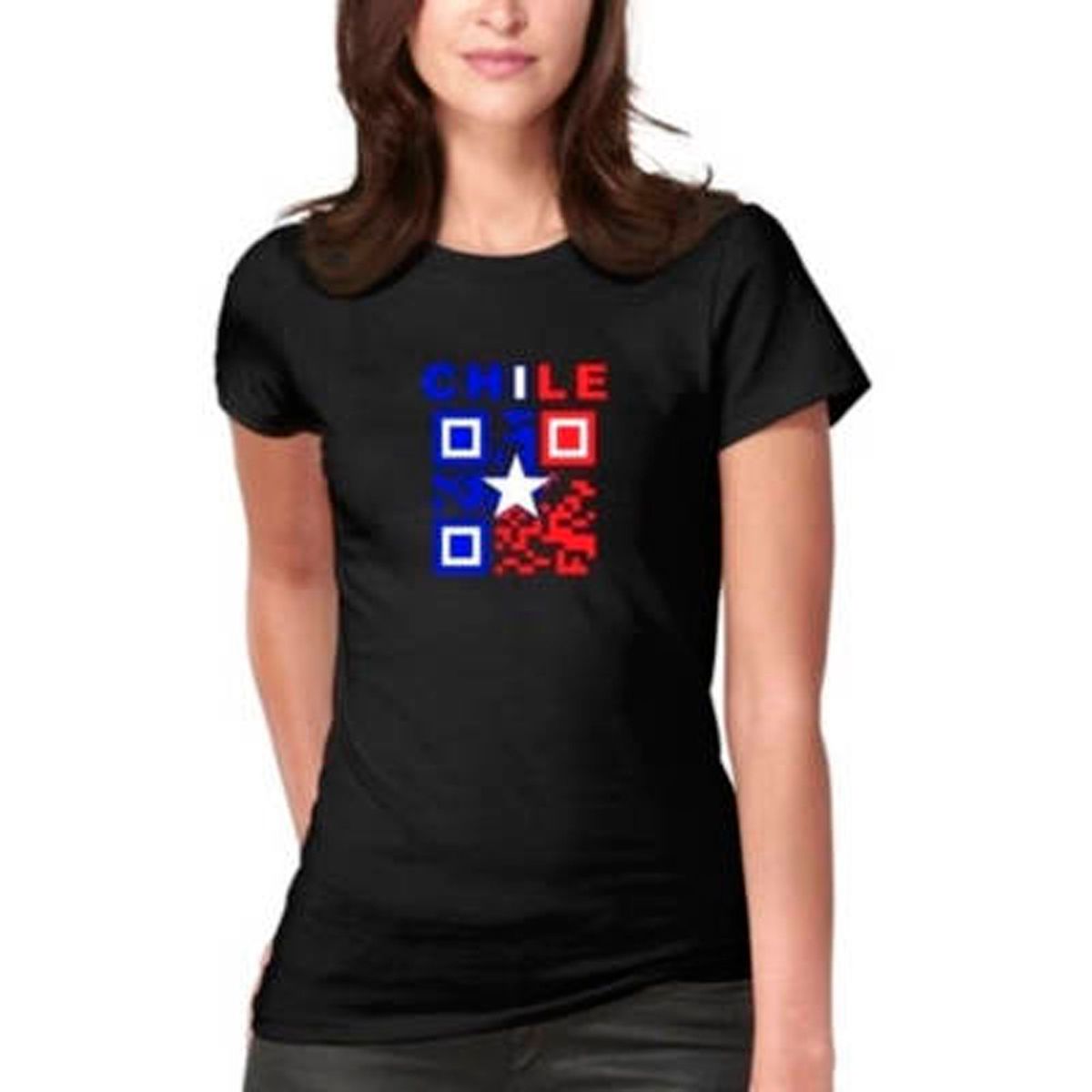 GENERICO - Polera Chilena Qr Codigo  Bandera De Chile Fiestas Cueca