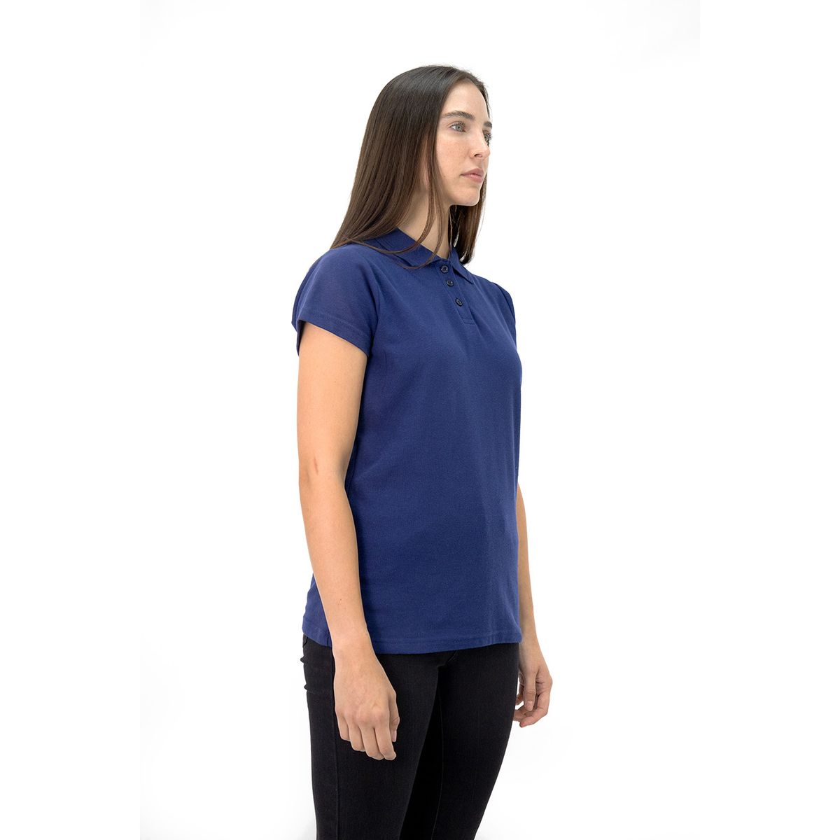 QUEBEC - Polera Pique Quebec Manga Corta Azul Mujer