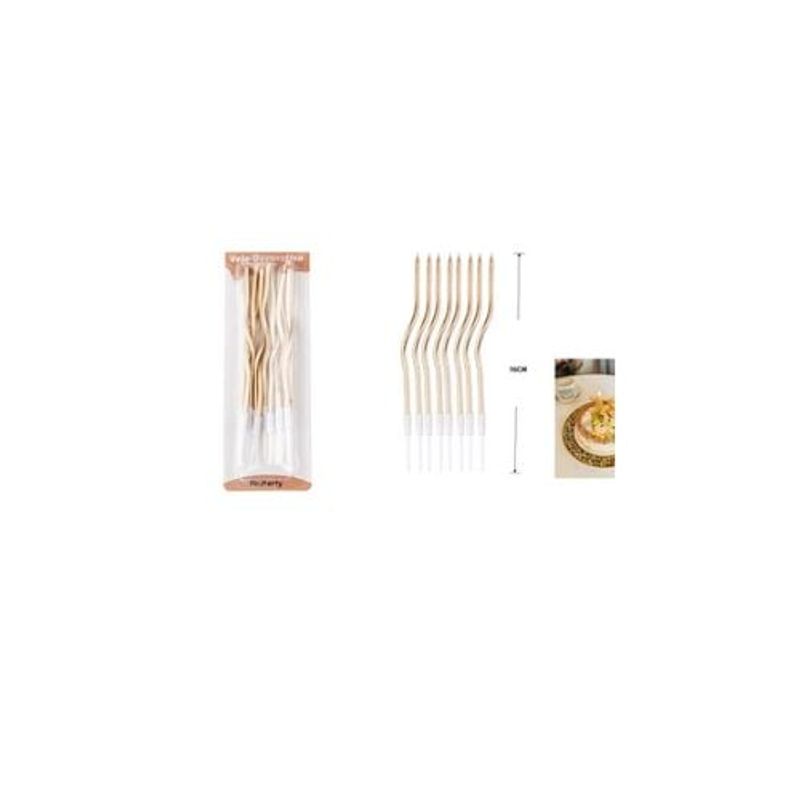 GENERICO - Velas Curvas Color Champagne Dorado Metálico 16cm 12pcs