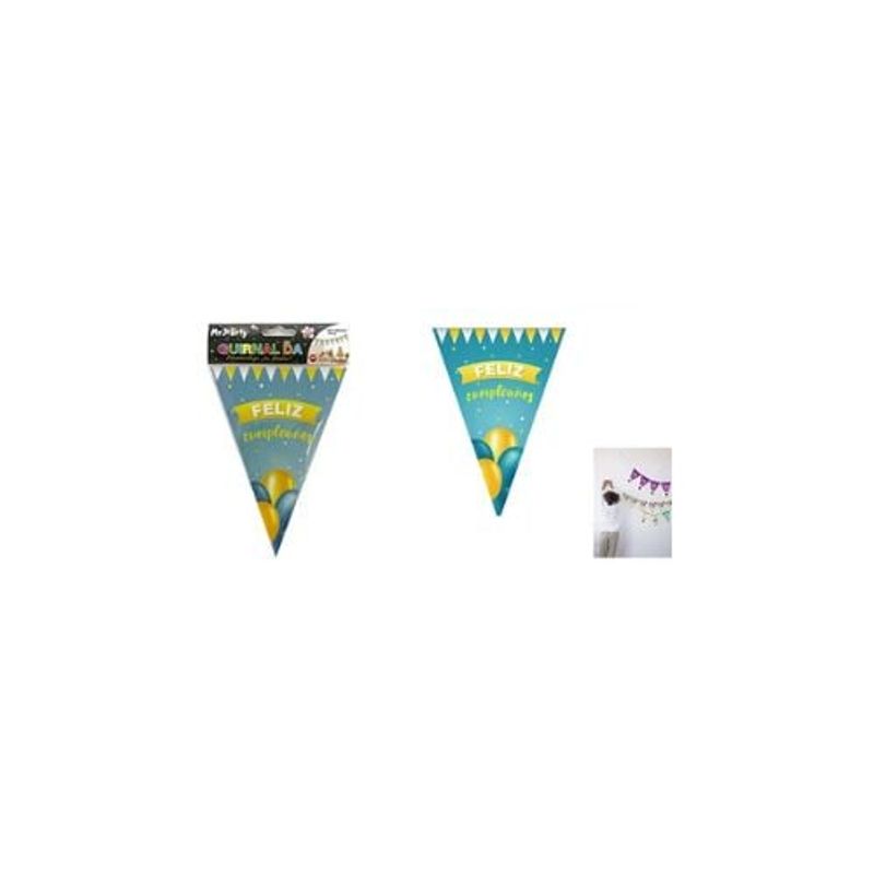 GENERICO - Guirnaldas Banderín Triángulo Turquesa 3m 7pcs