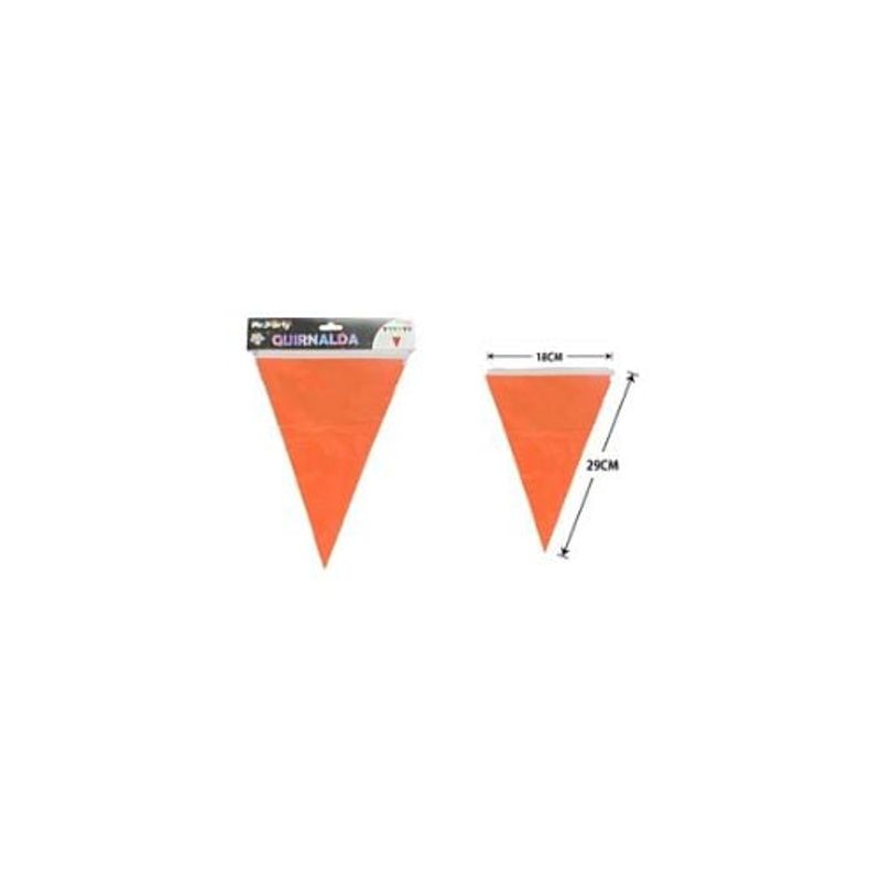 GENERICO - Guirnaldas Banderín Triángulo 3m Naranja