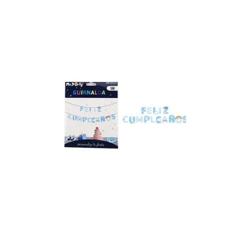 GENERICO - Guirnaldas Feliz Cumpleaños Azul 5m