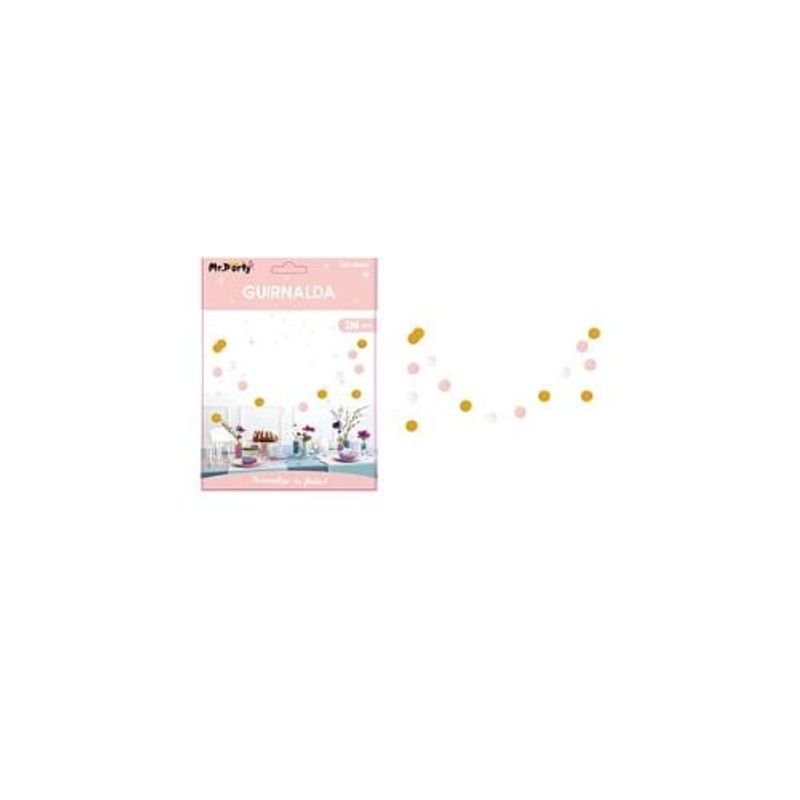 GENERICO - Guirnaldas Dorado Rosado Y Blanco 2m