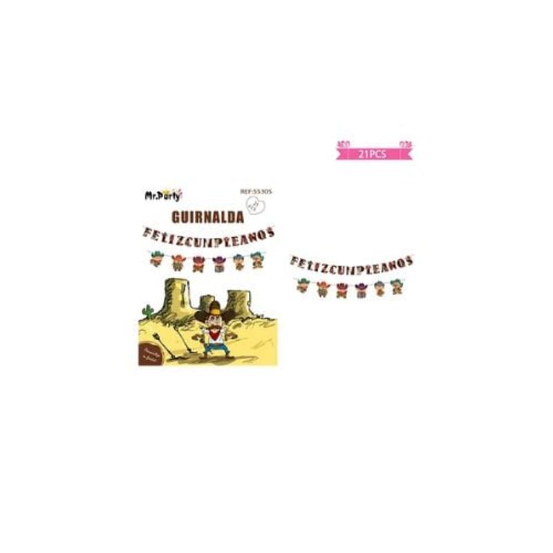 GENERICO - Guirnaldas De Vaqueros Del Oeste 5m 21pcs