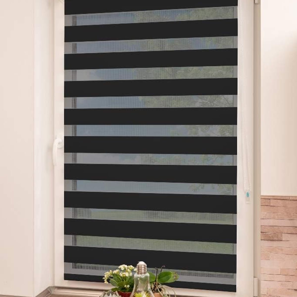 GENERICO - cortina roller duo 100x180 dia y noche negro