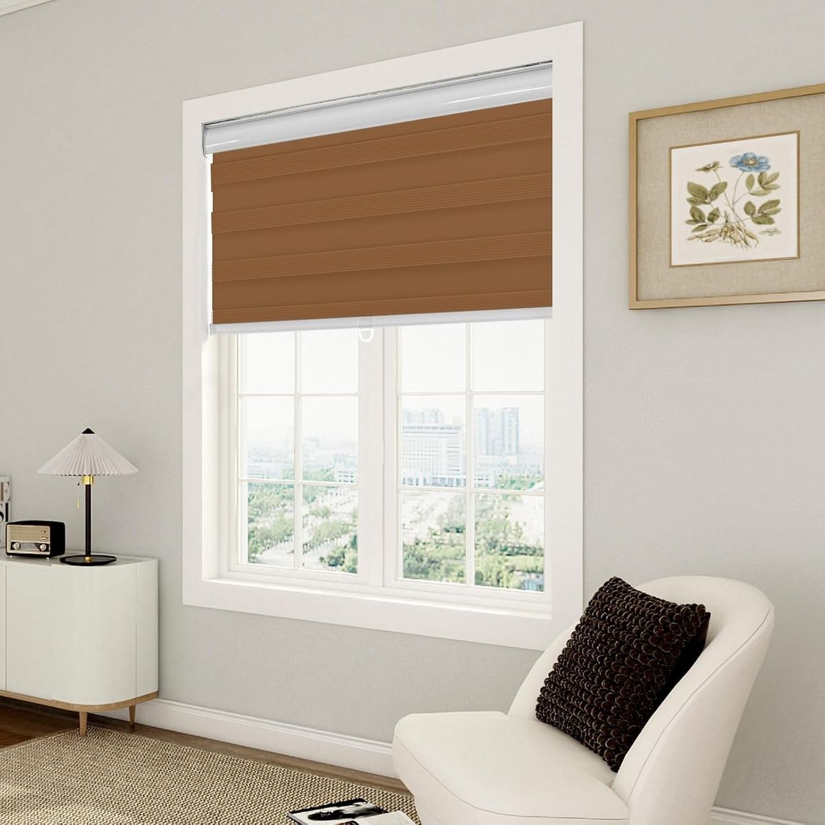 GENERICO - cortina roller duo 150x180 dia y noche cafe