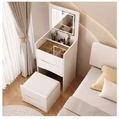 HOMER DESIGN - Tocador Lujo Espejo Tipo Velador Con Taburete Con Luz