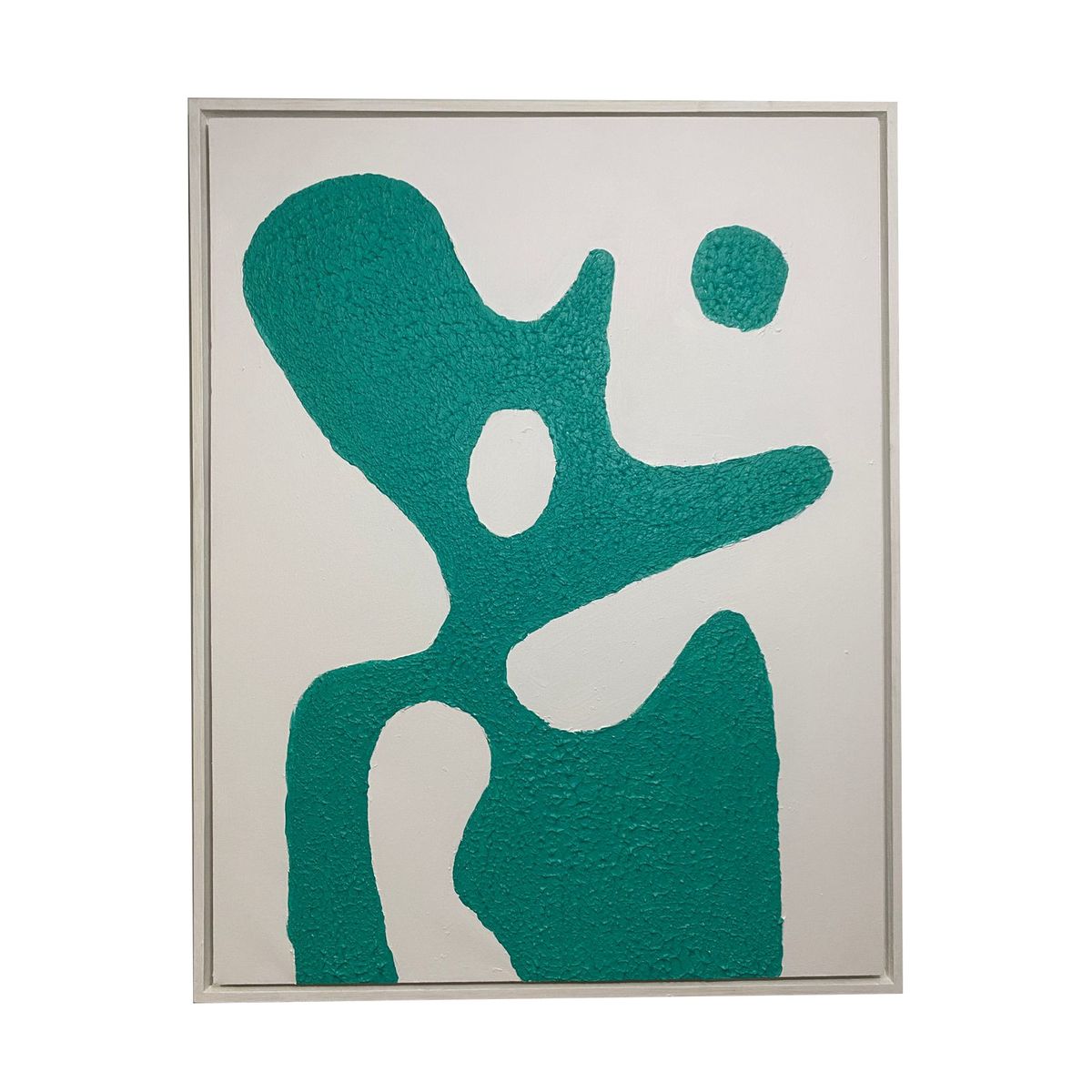 GENERICO - Cuadro Abstracto Biomorphic Verde Agua Estilo Moderno Texturizado Acrílico Sobre Lienzo 90x70 cm