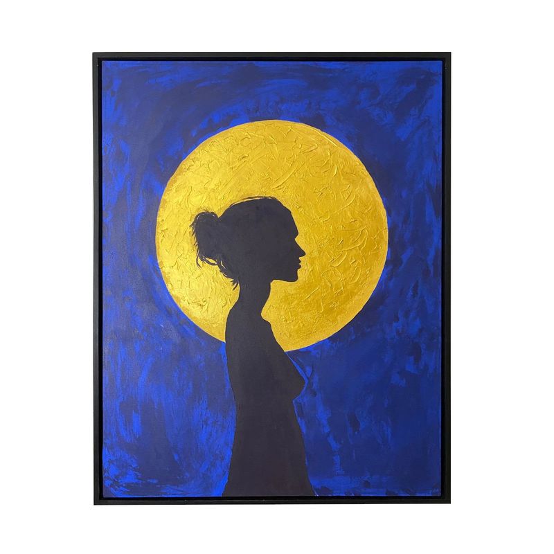 GENERICO - Cuadro decorativo luna dorada pintado a mano 90x70