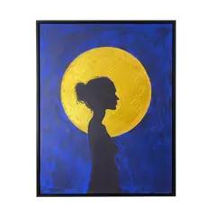 GENERICO - Cuadro decorativo luna dorada pintado a mano 90x70