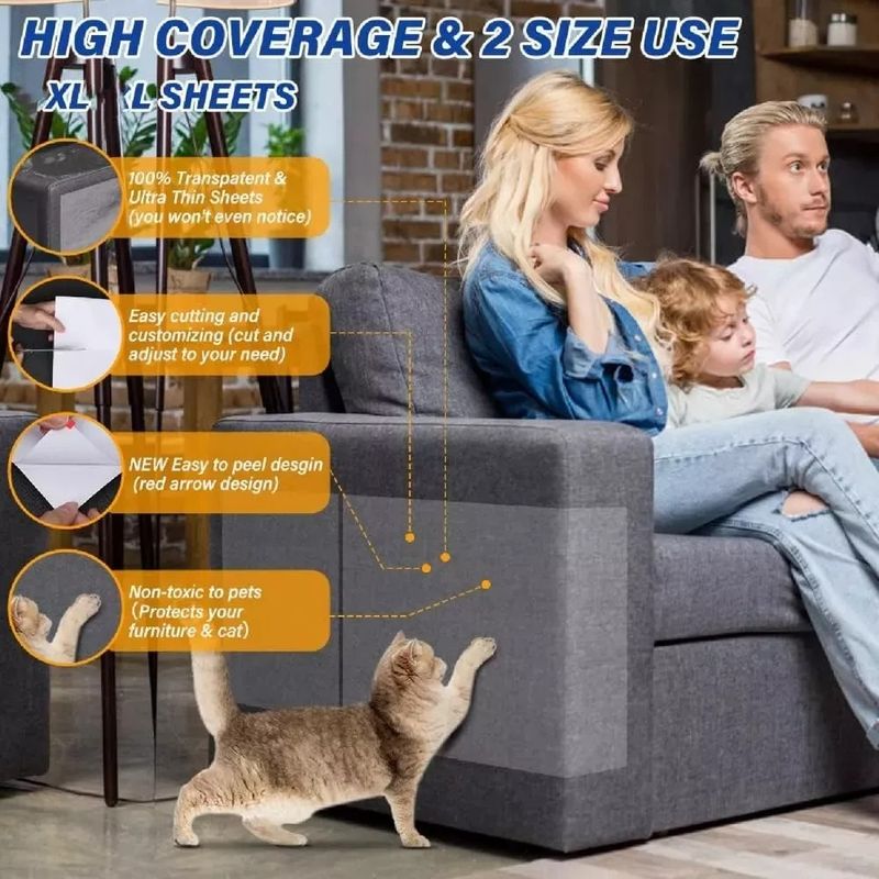 TATEE - Set 10 Hojas Protector Muebles Cinta Antiarañazos Gato
