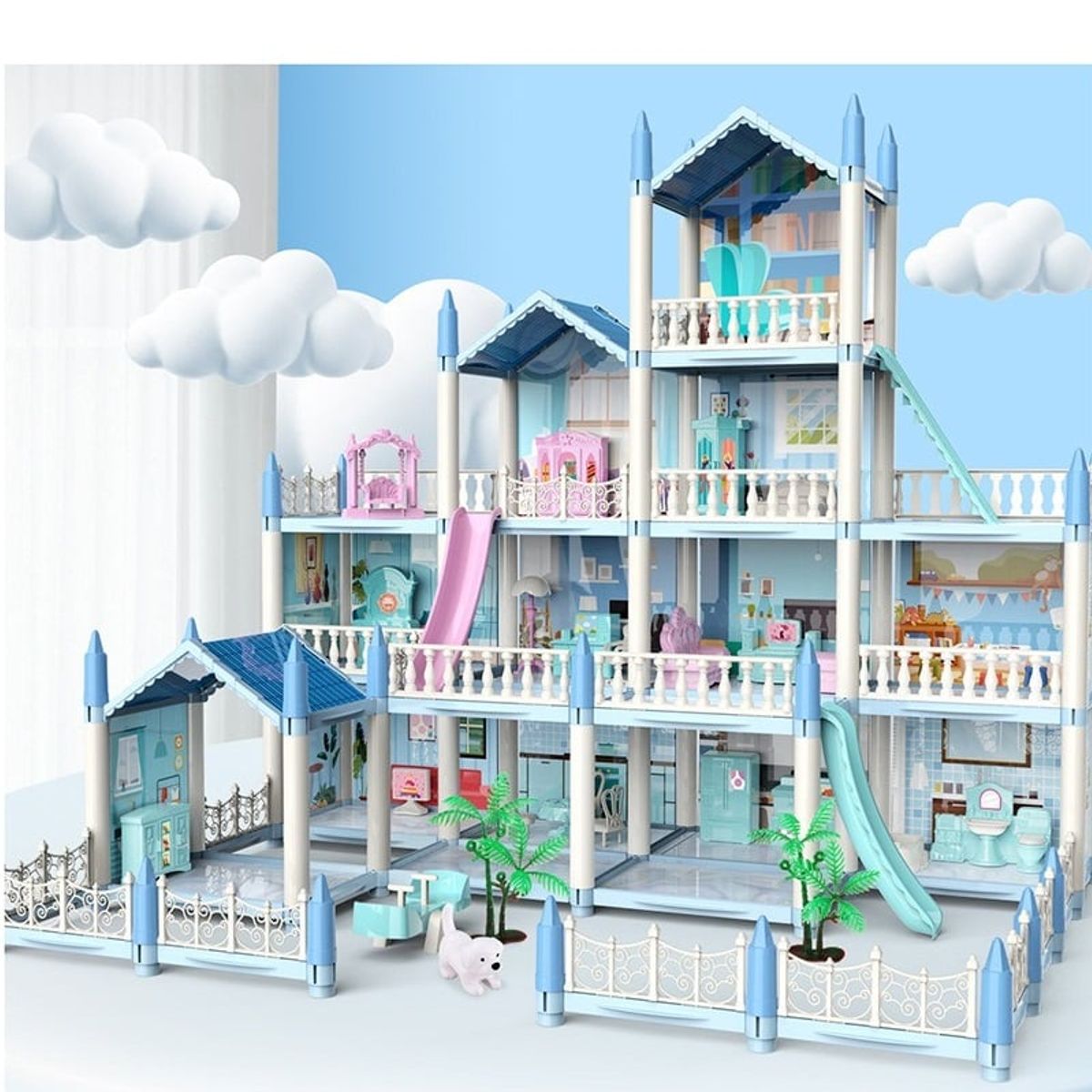 TATEE - Juguete Casa de muñecas 14 Dollhouse Muebles Castillo Diy