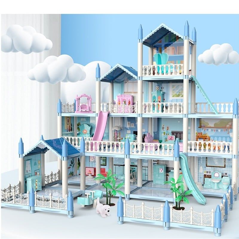 TATEE - Juguete Casa de muñecas 14 Dollhouse Muebles Castillo Diy