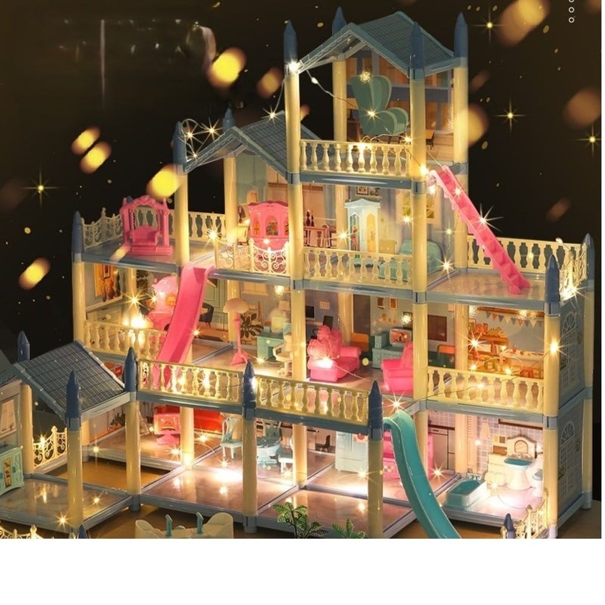 TATEE - Juguete Casa de muñecas 14 Dollhouse Muebles Castillo Diy