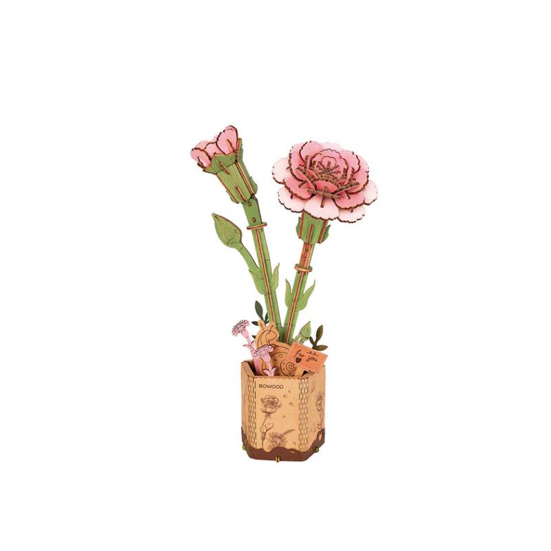 GENERICO - Flor de Clavel Rosa de madera