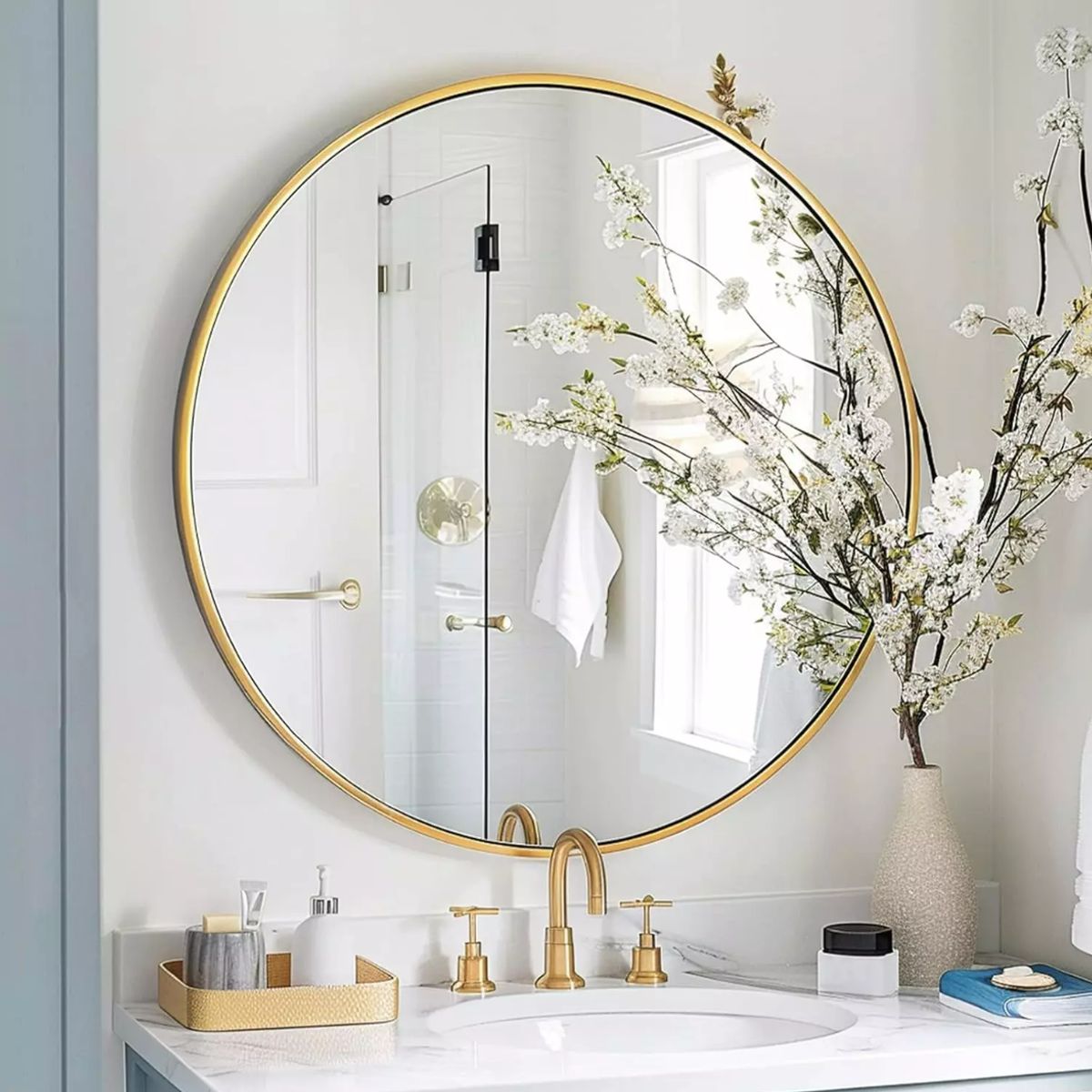 GENERICO - Espejo Redondo 70CM Marco Dorado Taller Sin Fronteras